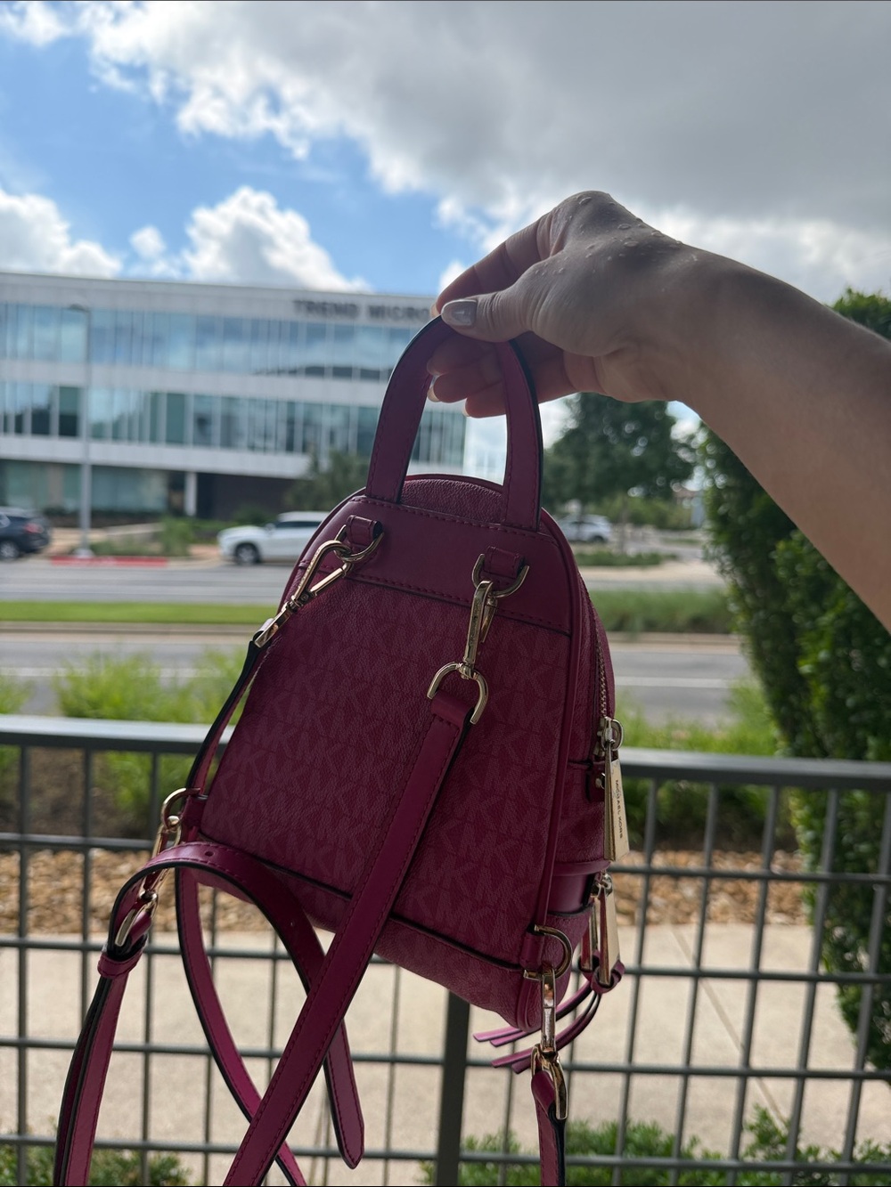 Michael Kors Raspberry Pink Mini Backpack with Gold Hardware - Picture 2 of 4